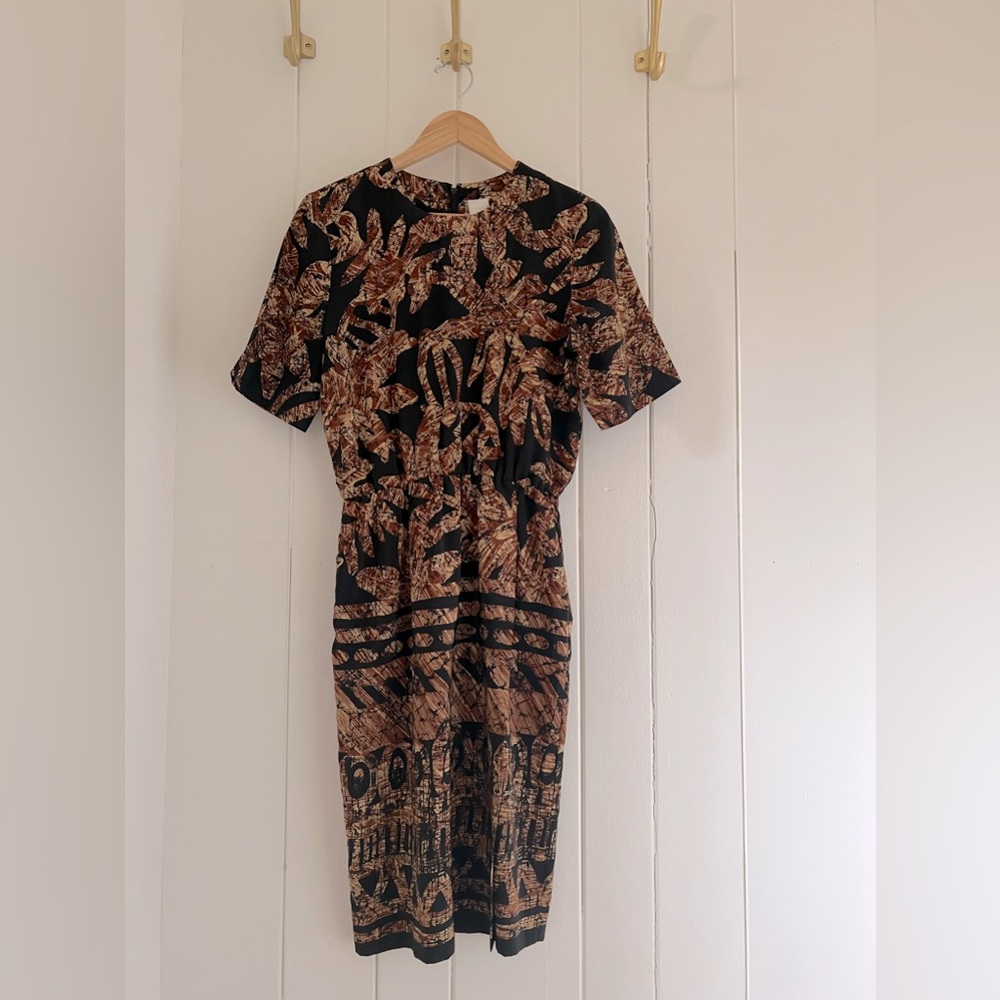 Vintage Print Midi Dress